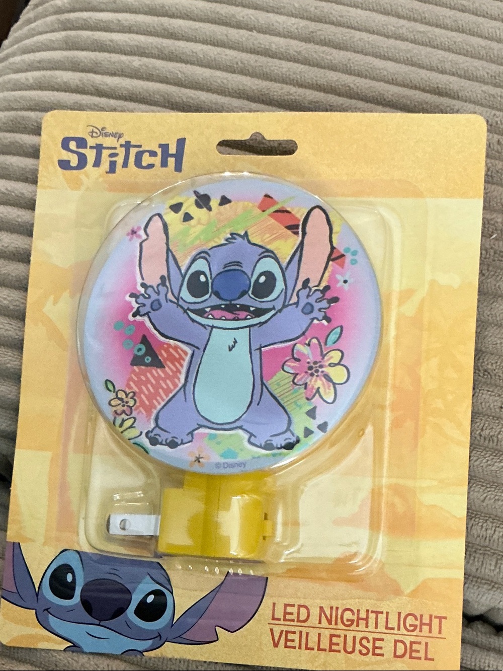Disney Stitch Plug-In Nightlight in Purple and Yellow